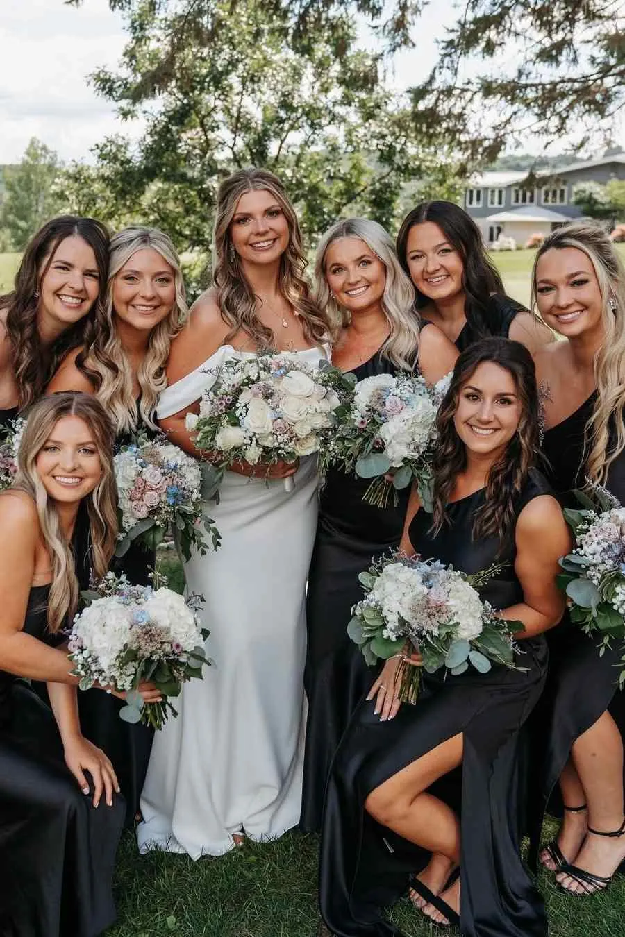 One Shoulder Bridesmaid Dress Black Satin Pleats Long Guest Dress with Slit sold by My Chic Dress product image thumbnail 2