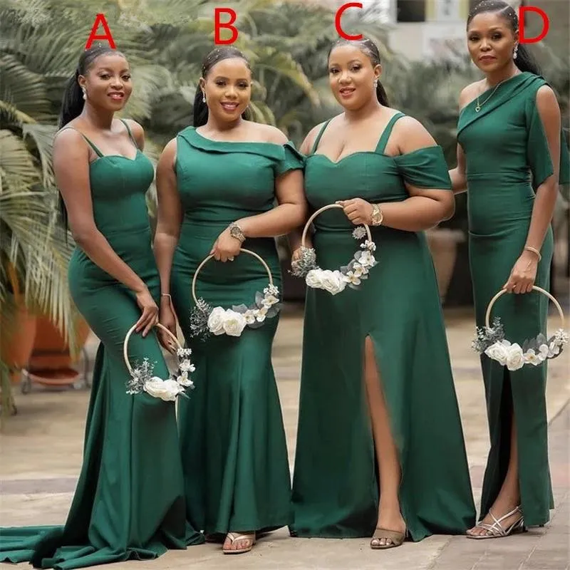 Mismatched Mermaid Beach Green Bridesmaid Dress Sexy Satin Gown sold by My Chic Dress