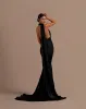 Halter Mermaid Satin Black Evening Dress Long Sleeveless sold by My Chic Dress