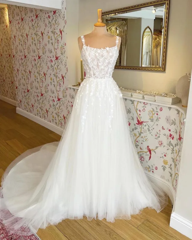 Gorgeous Lace Beach Wedding Dresses Online Square Neckline sold by My Chic Dress