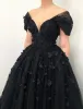 Gorgeous Black Wedding Dress Corset 3D Flower A-line Gothic Bridal Gowns sold by My Chic Dress