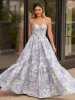A-Line Lavender Floral Prom Dresses, Printed Long Evening Gown Strapless sold by My Chic Dress