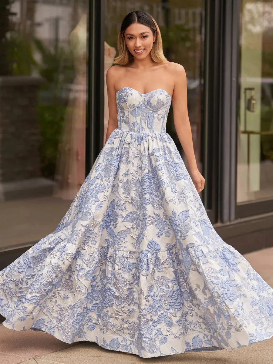 A-Line Lavender Floral Prom Dresses, Printed Long Evening Gown Strapless sold by My Chic Dress product image thumbnail 5