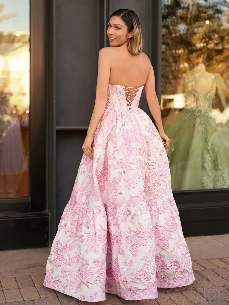 A-Line Lavender Floral Prom Dresses, Printed Long Evening Gown Strapless sold by My Chic Dress product image thumbnail 4
