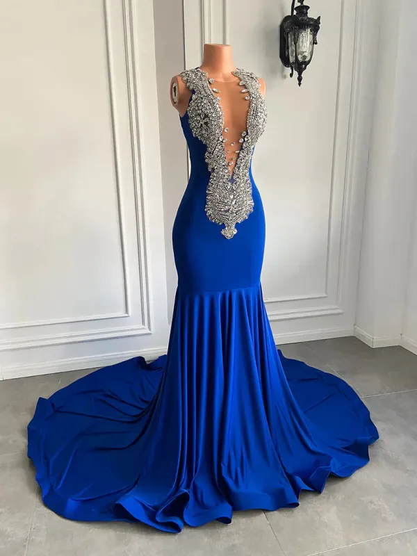 Luxury Black Girl Prom Dress Royal Blue Sparkly Formal Gowns Mermaid sold by My Chic Dress
