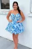 Printed Pink Floral Homecoming Dress Short Sweet 16 Dress sold by My Chic Dress