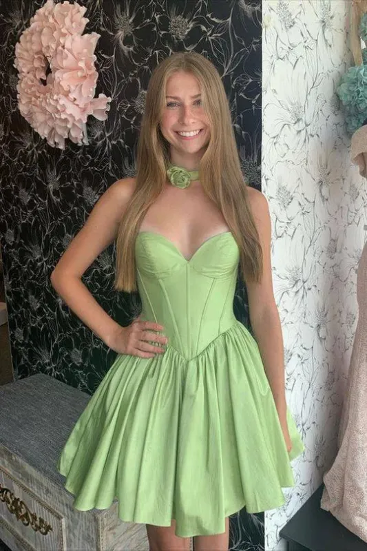 Cheap Simple Sage Green Homecoming Dress Short sold by My Chic Dress