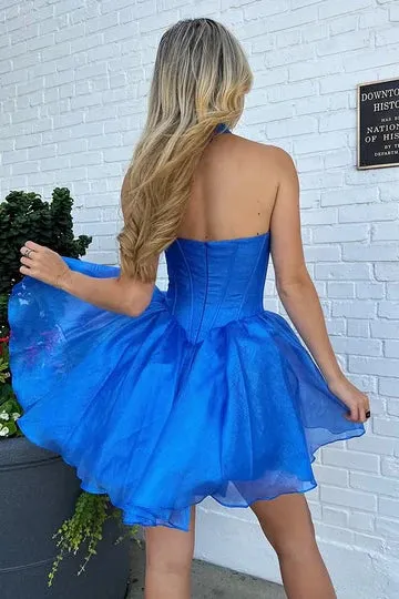 Short Blue Strapless Corset Homecoming Dress Cheap A-Line sold by My Chic Dress product image thumbnail 4