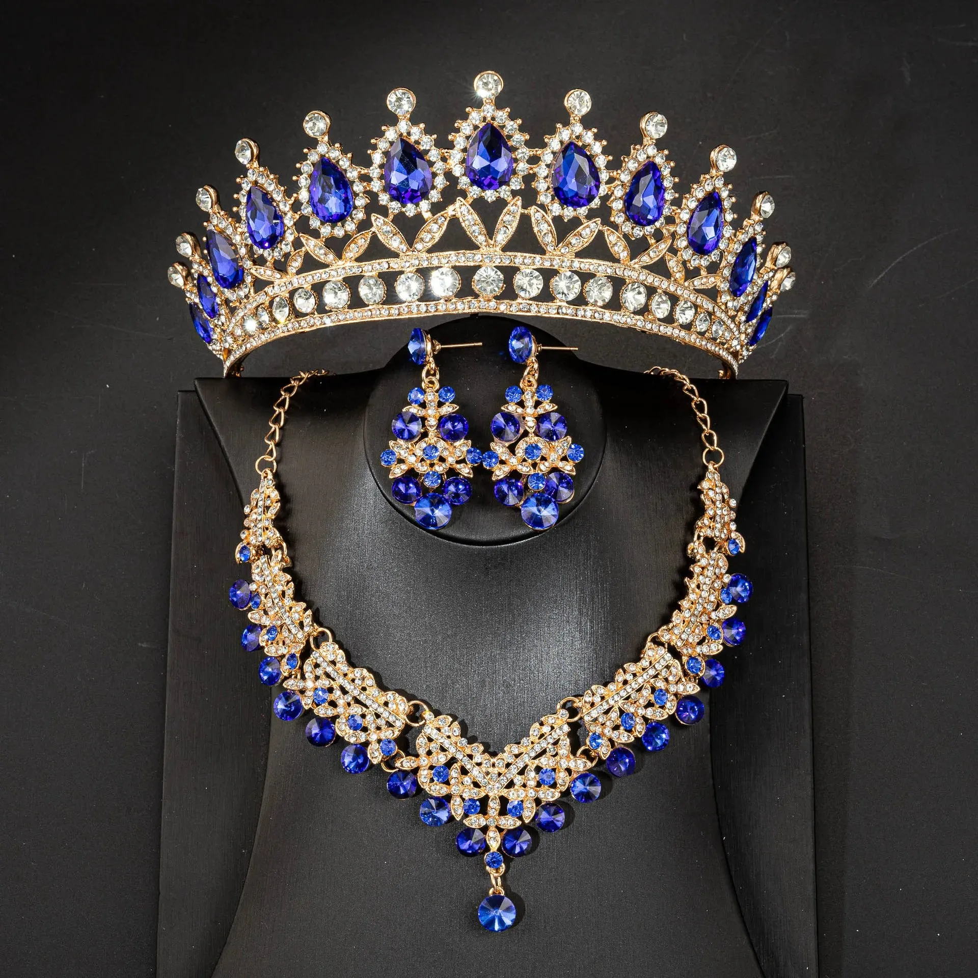 Princess 3 Pcs Crystal Rhinestone Bridal Tiaras Crown Bridal Jewelry Sets sold by My Chic Dress product image thumbnail 2