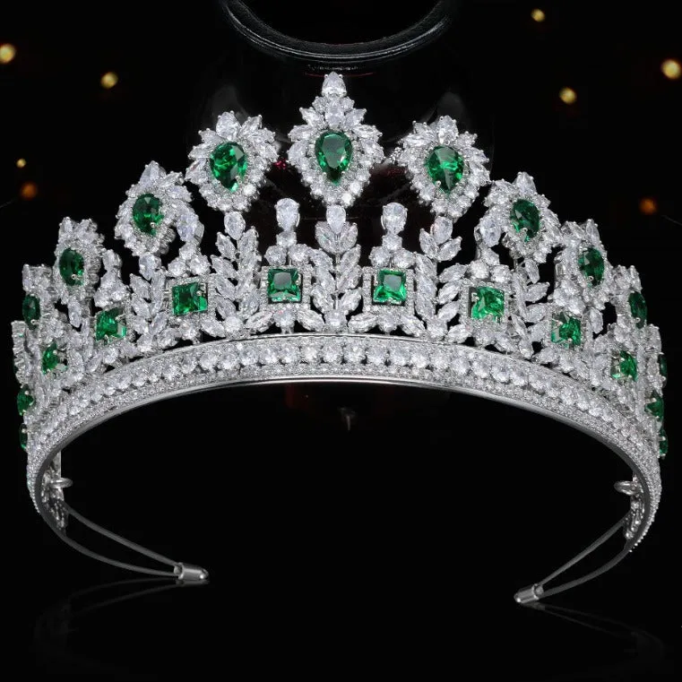 Crystals Emerald Green Quinceanera Crowns Rhinestone Wedding Crowns sold by My Chic Dress
