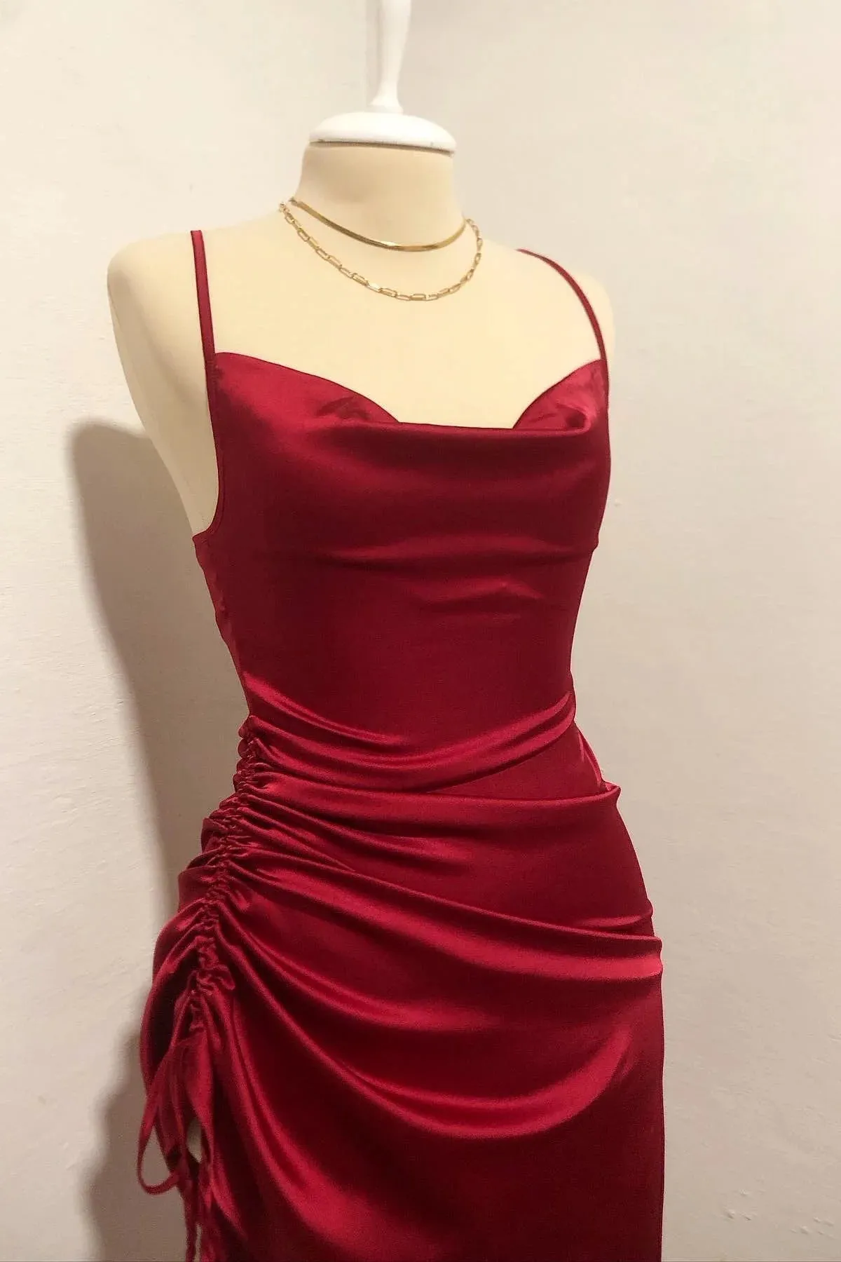Mermaid Red Tighted Homecoming Dress Spaghetti Strap Ruched sold by My Chic Dress product image thumbnail 2
