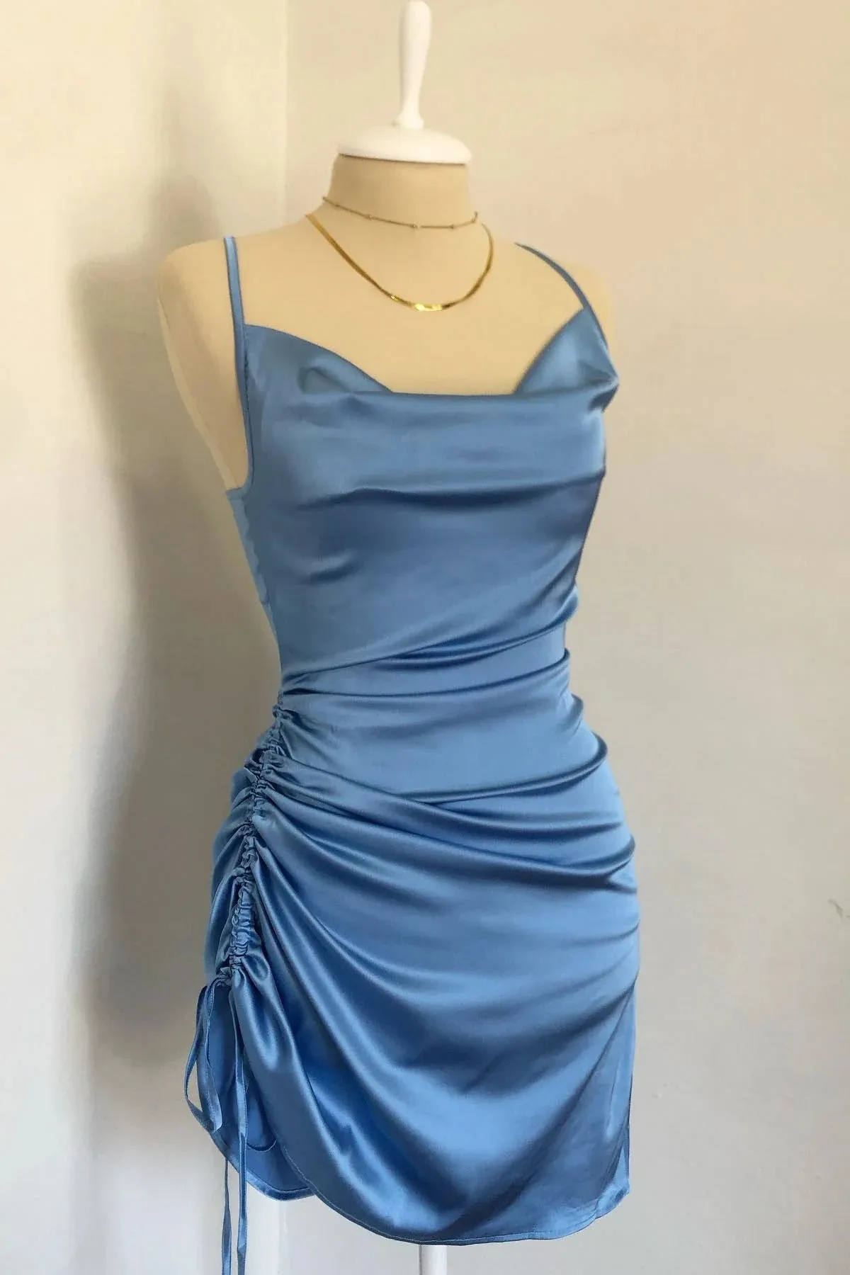 Mermaid Red Tighted Homecoming Dress Spaghetti Strap Ruched sold by My Chic Dress product image thumbnail 4