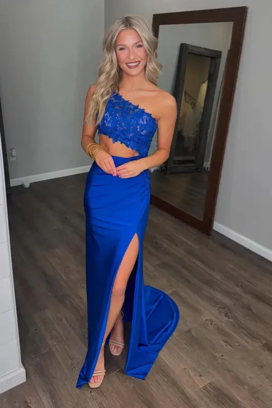 One Shoulder Lace Prom Dress Cut Out Illusion Empire Mermaid sold by My Chic Dress
