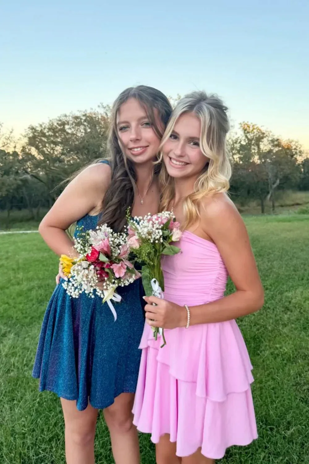 Pink Chiffon Short Homecoming Dress Strapless Ruched with Ruffle sold by My Chic Dress product image thumbnail 5