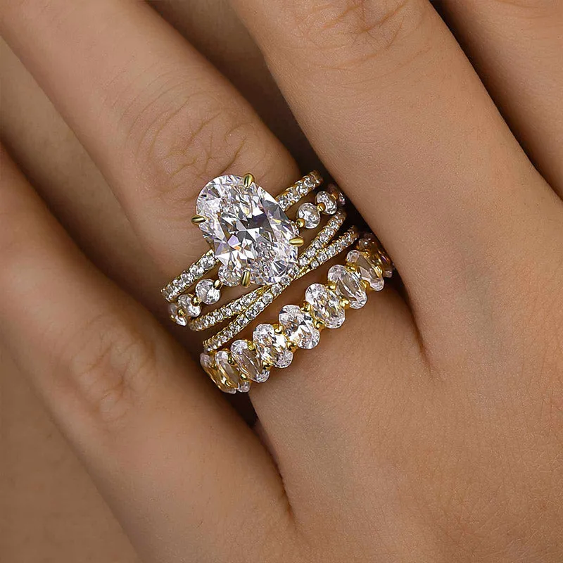 Hot Sale 4PC Wedding Ring Set For Women Sterling Silver sold by My Chic Dress