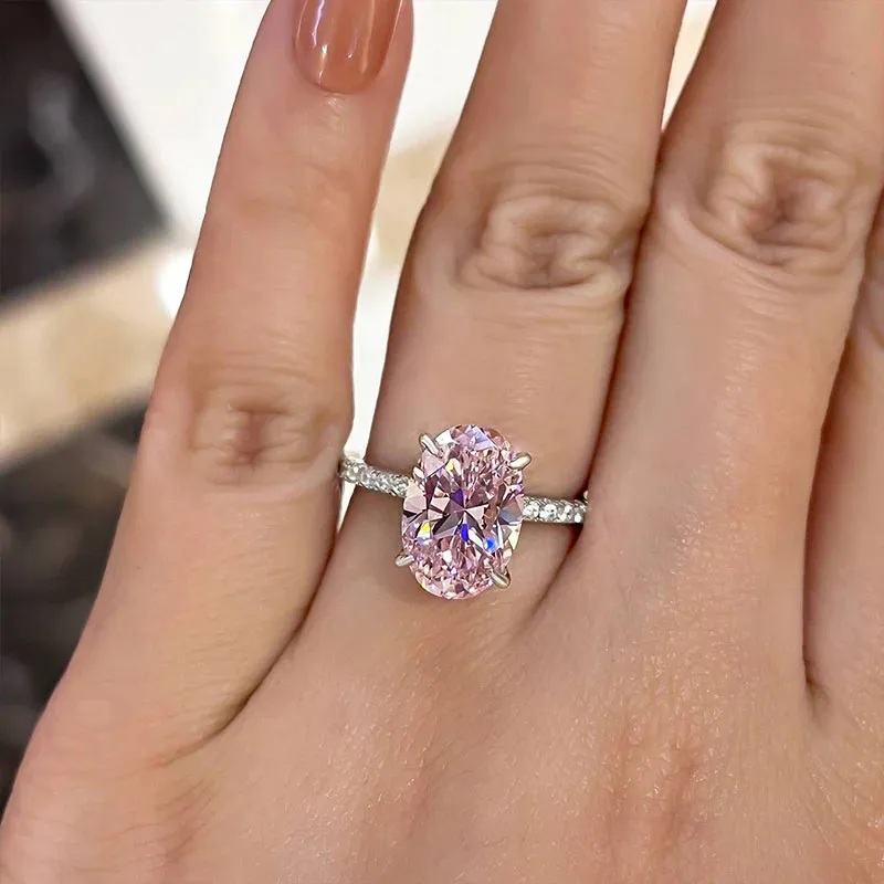 3.5 Carat Oval Cut Pink Stone Engagement Ring For Sale sold by My Chic Dress product image thumbnail 2