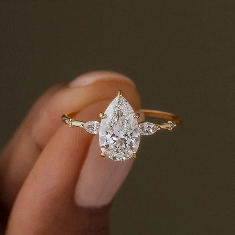 Shop Pear Shaped Diamond Engagement Rings For Women sold by My Chic Dress