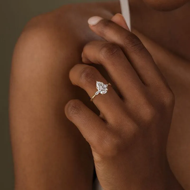 Shop Pear Shaped Diamond Engagement Rings For Women sold by My Chic Dress product image thumbnail 5