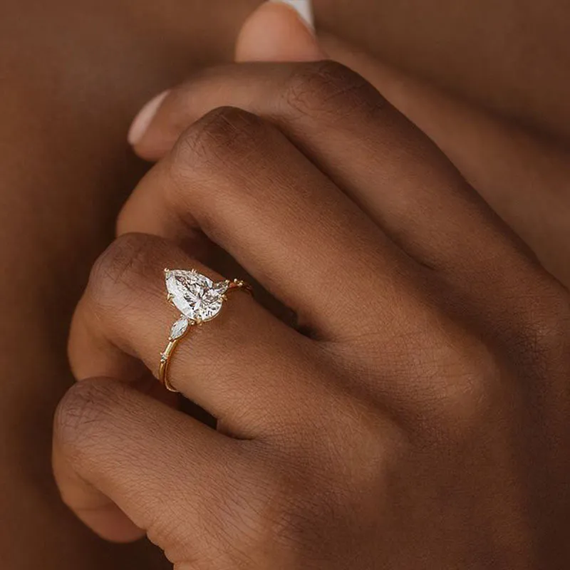 Shop Pear Shaped Diamond Engagement Rings For Women sold by My Chic Dress product image thumbnail 3