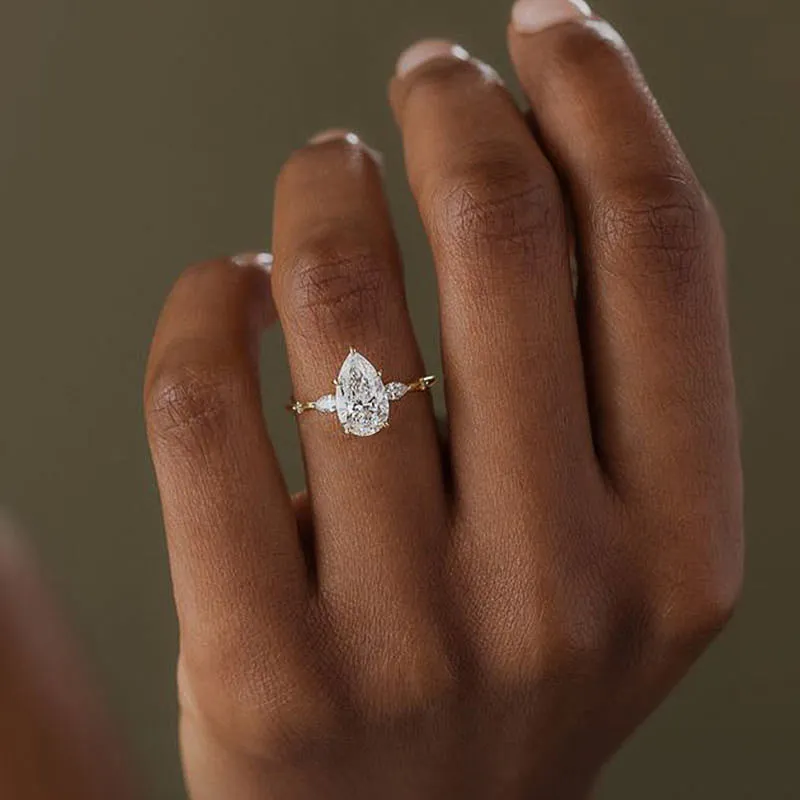 Shop Pear Shaped Diamond Engagement Rings For Women sold by My Chic Dress product image thumbnail 4