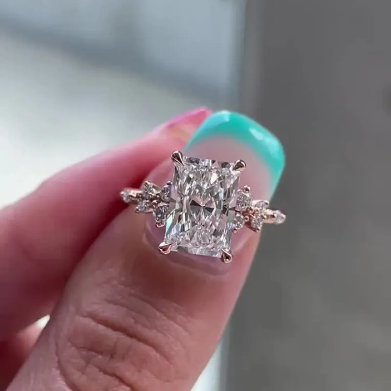 Affordable Radiant Cut Yellow Gold Engagement Ring for Women sold by My Chic Dress product image thumbnail 4