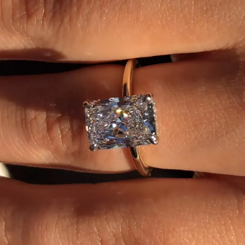 Affordable Emerald Cut Engagement Ring Sona Simulated Diamond sold by My Chic Dress