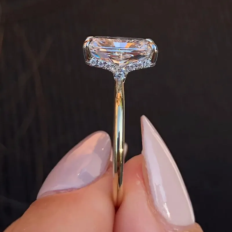 Affordable Emerald Cut Engagement Ring Sona Simulated Diamond sold by My Chic Dress product image thumbnail 3