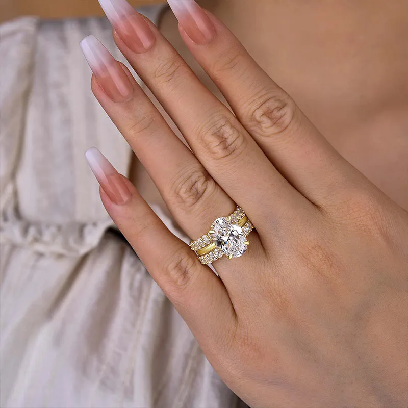 Affordable 3PC Wedding Ring Set 4.0 Carat Oval Cut In Sterling Silver sold by My Chic Dress