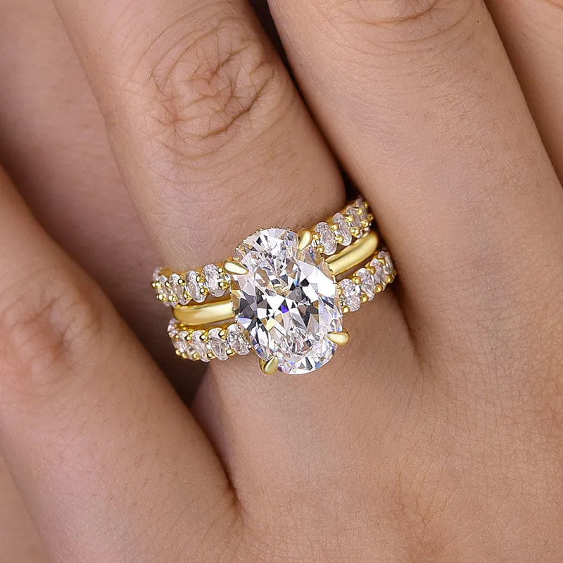 Affordable 3PC Wedding Ring Set 4.0 Carat Oval Cut In Sterling Silver sold by My Chic Dress product image thumbnail 2