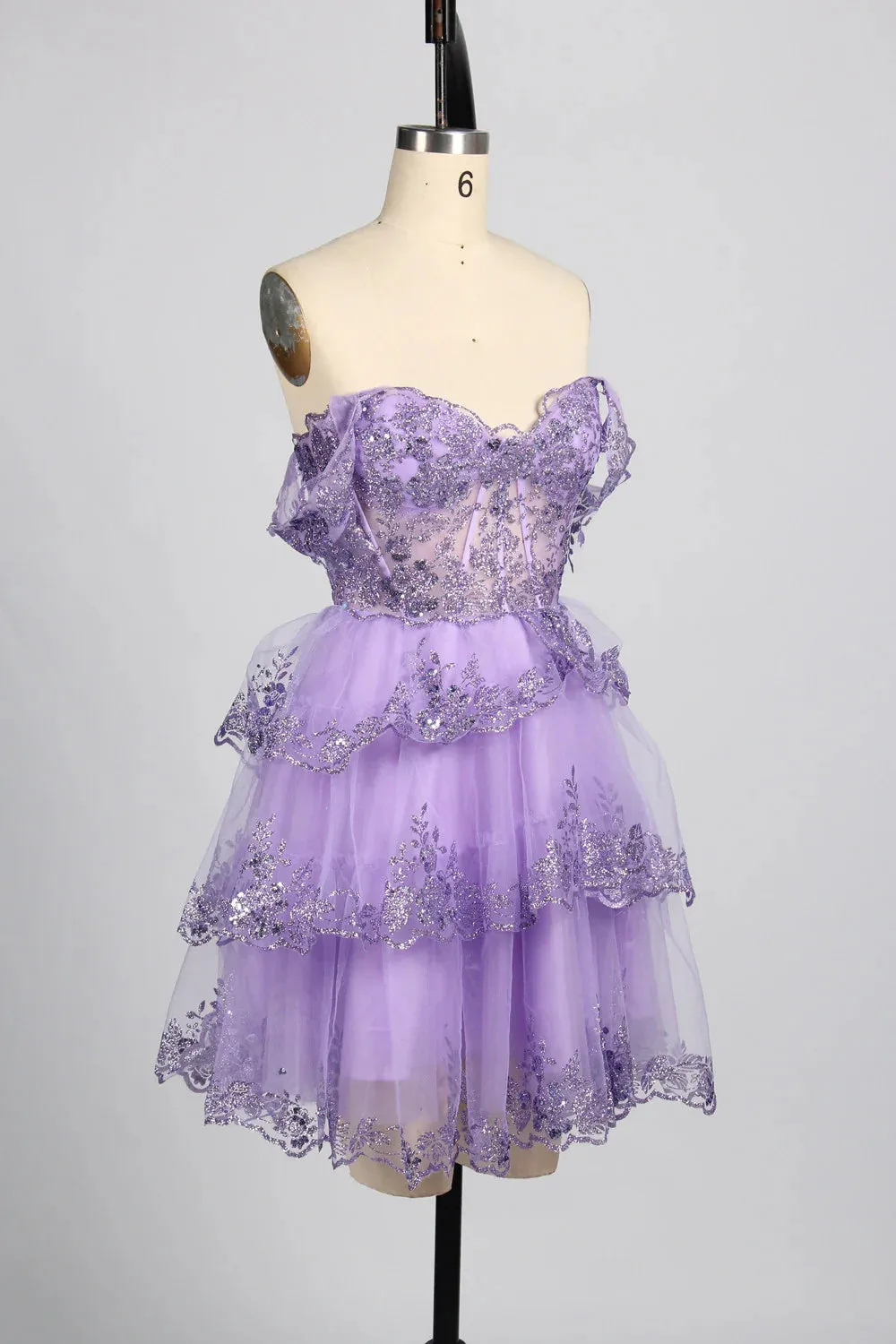 Sparkling Sequin Short Homecoming Dress Lilac Tulle sold by My Chic Dress product image thumbnail 3