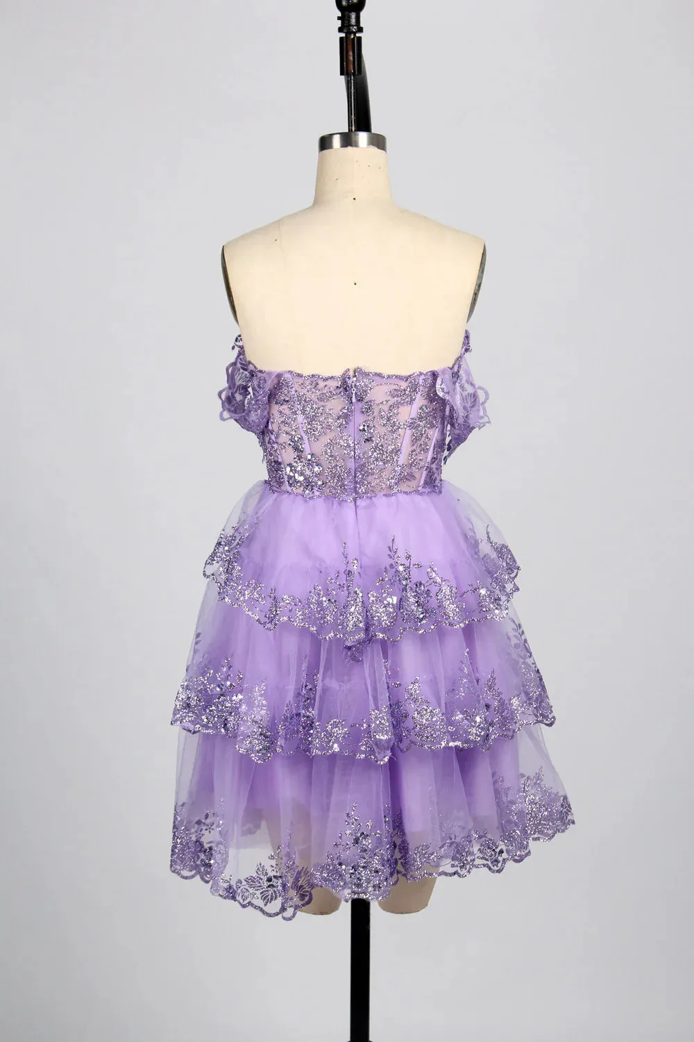 Sparkling Sequin Short Homecoming Dress Lilac Tulle sold by My Chic Dress product image thumbnail 4