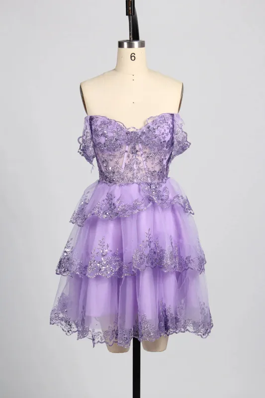 Sparkling Sequin Short Homecoming Dress Lilac Tulle sold by My Chic Dress