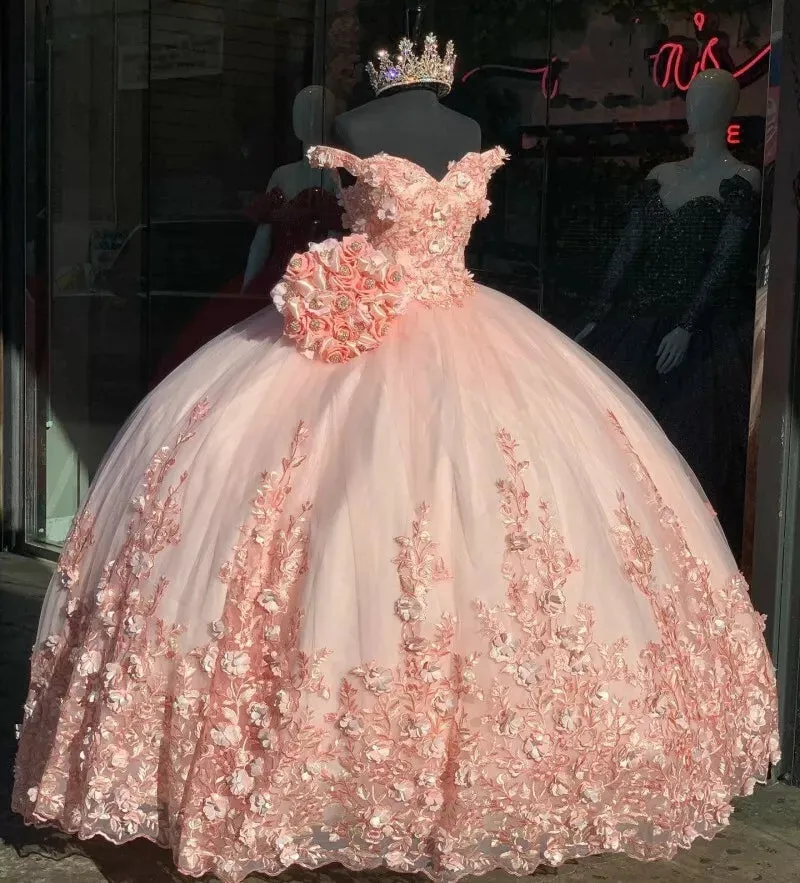 Gorgeous Pink Quinceanera Dress Pink with Flowers Sweet 16 Dress sold by My Chic Dress