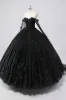 Ball Gown Off the Shoulder Black Tulle Quinceanera Dress with 3D Flowers sold by My Chic Dress