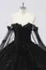 Ball Gown Off the Shoulder Black Tulle Quinceanera Dress with 3D Flowers sold by My Chic Dress