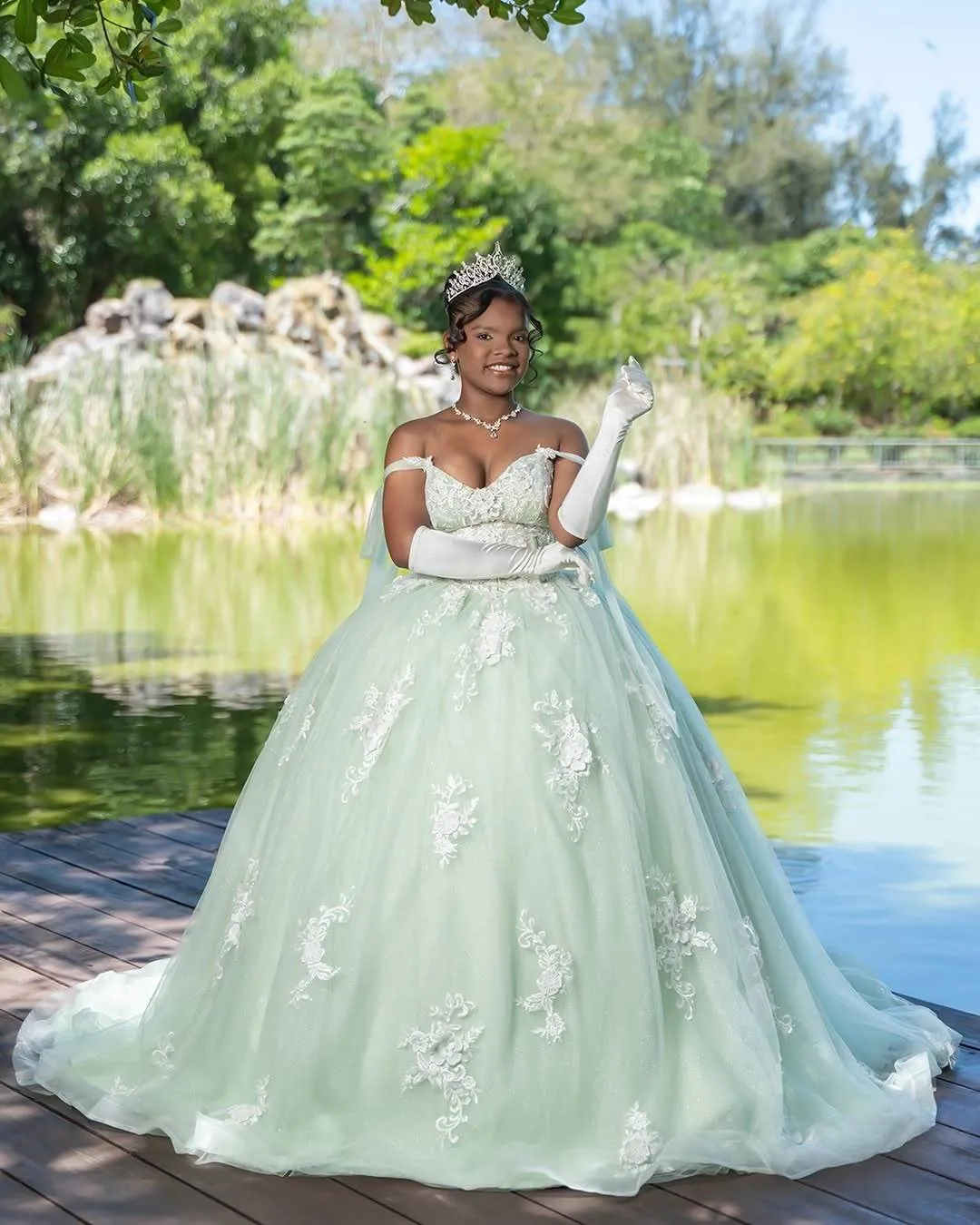 Princess Light Green Quinceanera Dress Lace Appliques Off shoulder sold by My Chic Dress