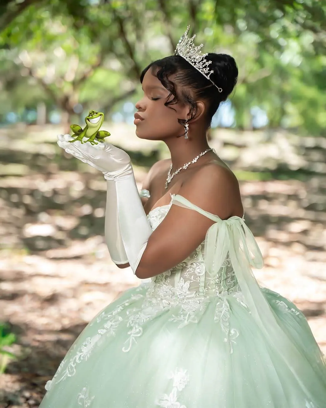 Princess Light Green Quinceanera Dress Lace Appliques Off shoulder sold by My Chic Dress product image thumbnail 2