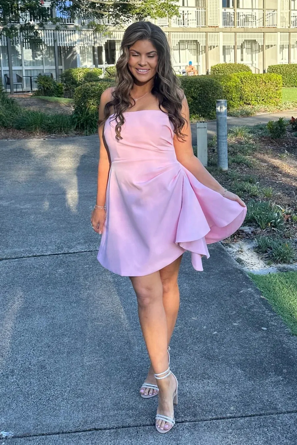 Cheap Short Homecoming Dress Pink Strapless Ruched sold by My Chic Dress product image thumbnail 2