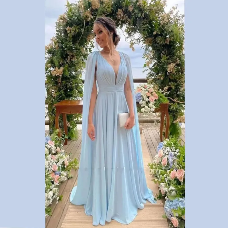 Sexy Blue Chiffon Formal Dresses for Women Wedding Guests sold by My Chic Dress