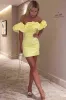 Off Shoulder Pleats Short Homecoming Dresses Satin Summer Party Gowns sold by My Chic Dress