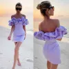 Off Shoulder Pleats Short Homecoming Dresses Satin Summer Party Gowns sold by My Chic Dress