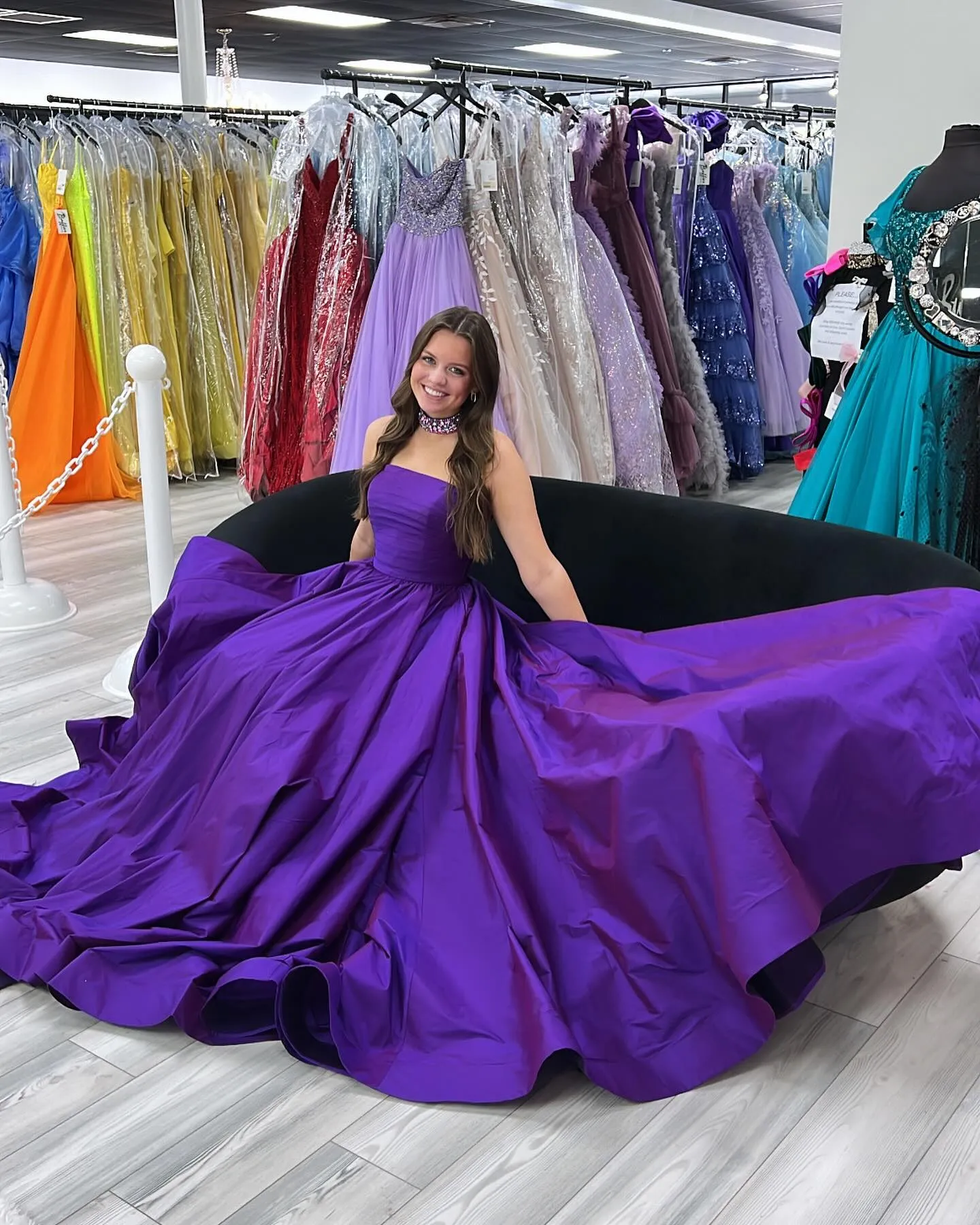 Gorgeous Strapless Satin Purple Prom Dress For Sale A Line Sleeveless sold by My Chic Dress product image thumbnail 2