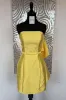 Simple Satin Yellow Hoco Dress Mini Strapless Tight Dress with Bow sold by My Chic Dress