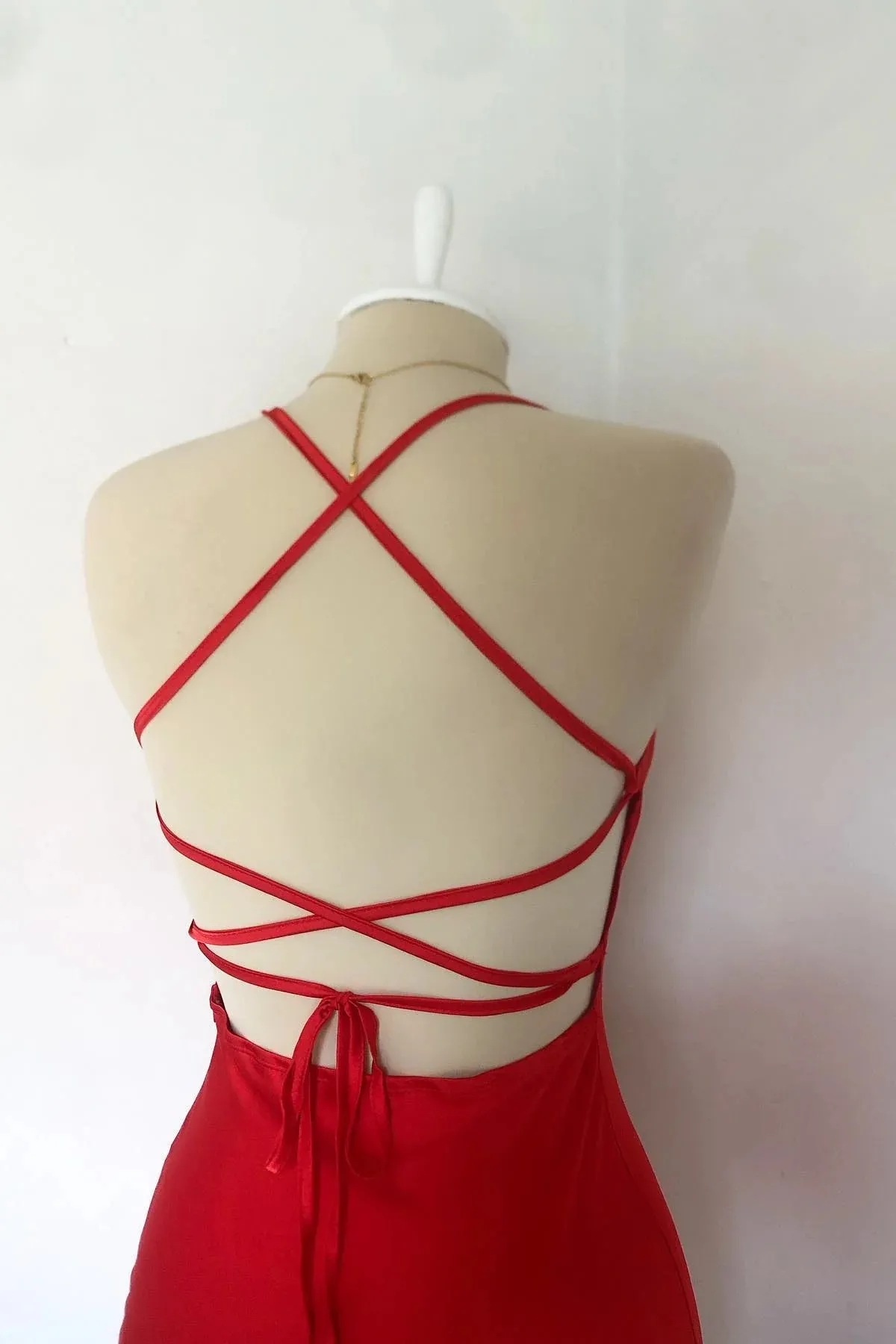 Tighted Red Homecoming Dress Ruched Mermaid Spaghetti Strap sold by My Chic Dress product image thumbnail 5