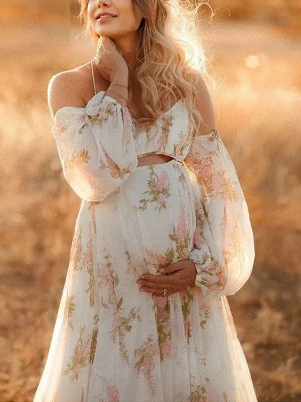 Print Chiffon Maternity Photoshoot Dress Maxi Dress sold by My Chic Dress product image thumbnail 3