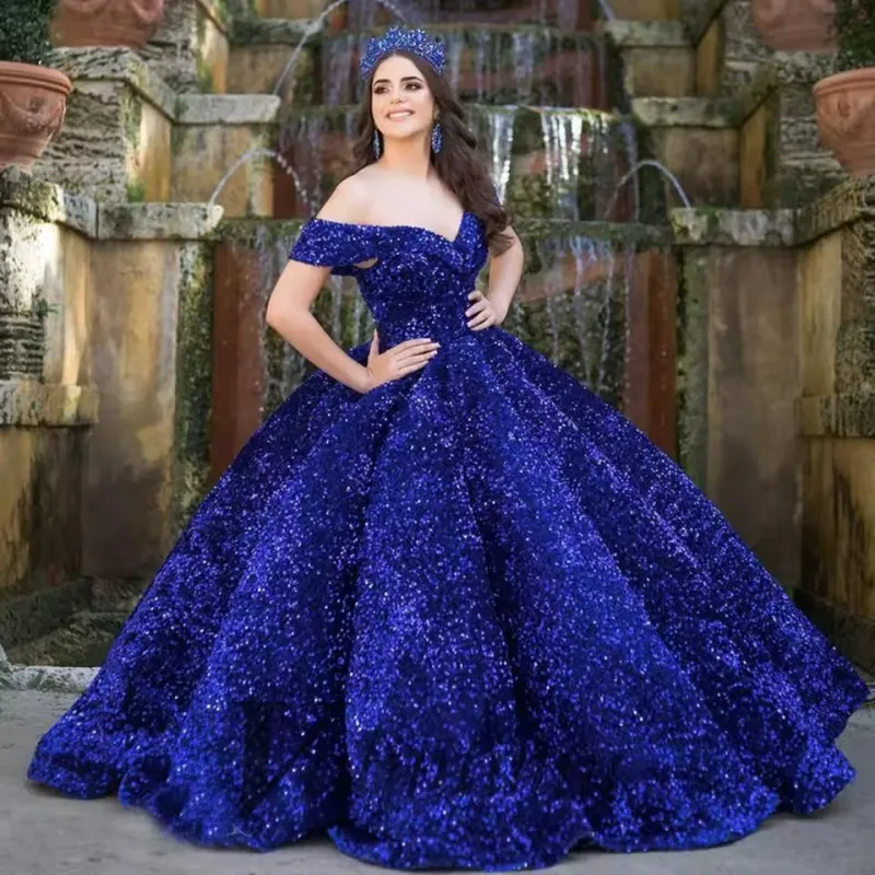 Sparkling Sequined Quinceanera Dress Royal Blue Princess Sweet 16 sold by My Chic Dress