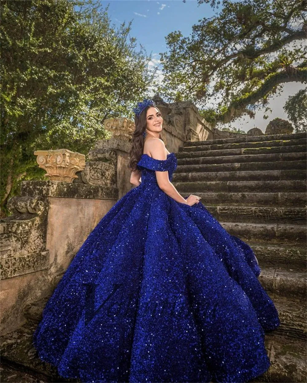 Sparkling Sequined Quinceanera Dress Royal Blue Princess Sweet 16 sold by My Chic Dress product image thumbnail 2