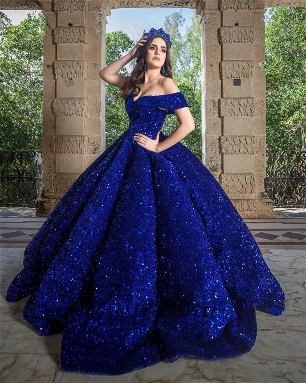 Sparkling Sequined Quinceanera Dress Royal Blue Princess Sweet 16 sold by My Chic Dress product image thumbnail 3