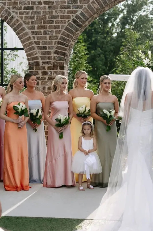 Sheath Strapless Colorful Bridesmaid Dress Cheap Silk Satin Maxi Dress sold by My Chic Dress