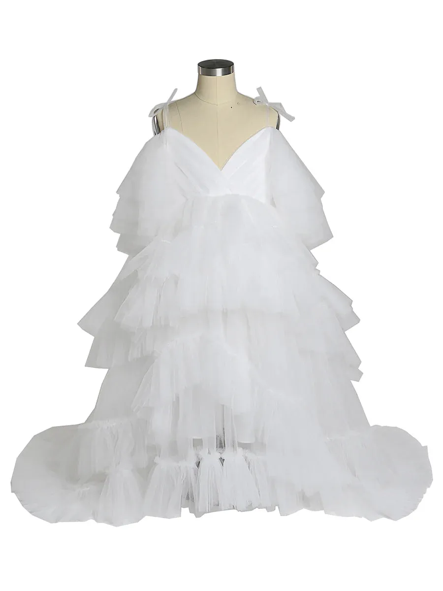 Dark Red Tulle Flower Girls Dress for Wedding Party Girl PhotoShoot Dress sold by My Chic Dress product image thumbnail 2